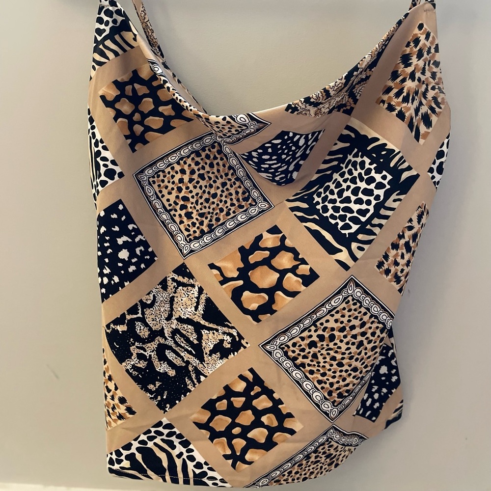 Animal print cowl neck cami